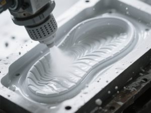 Polyurethane footwear spray process