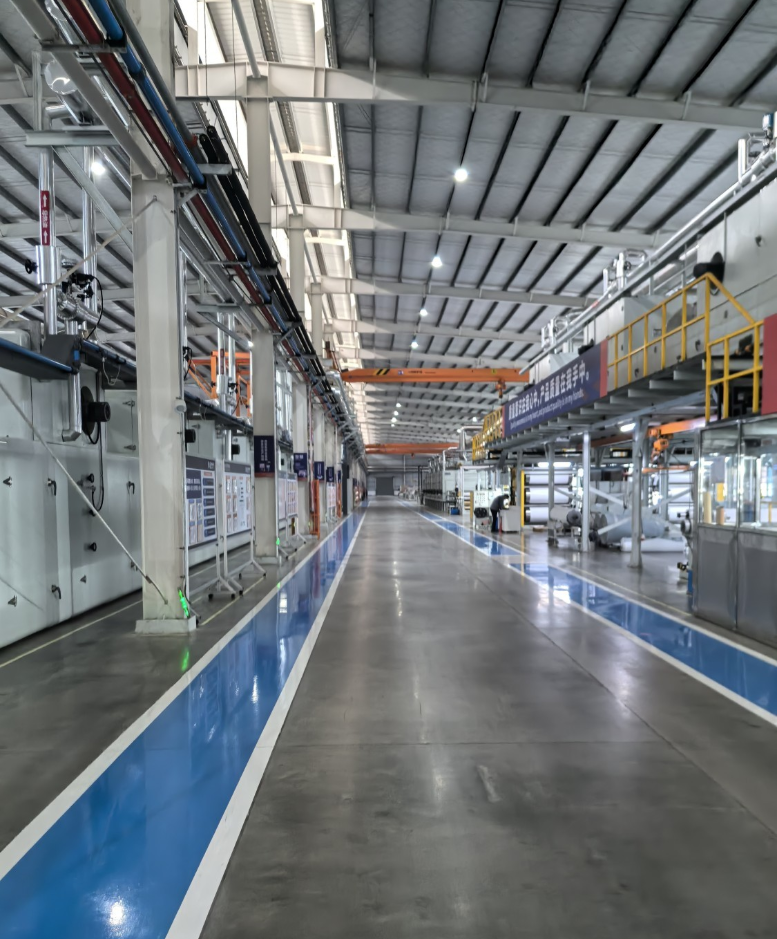 Solvent-free dry process artificial leather production line