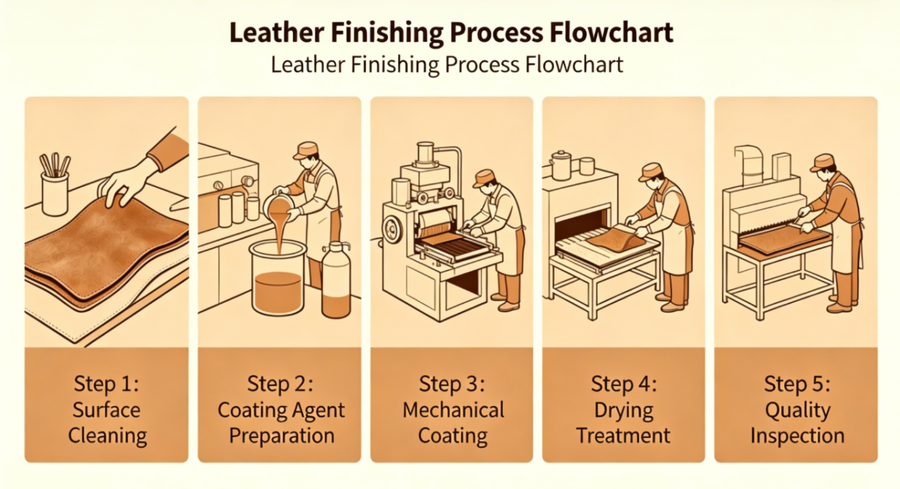 Leather coating process flow chart