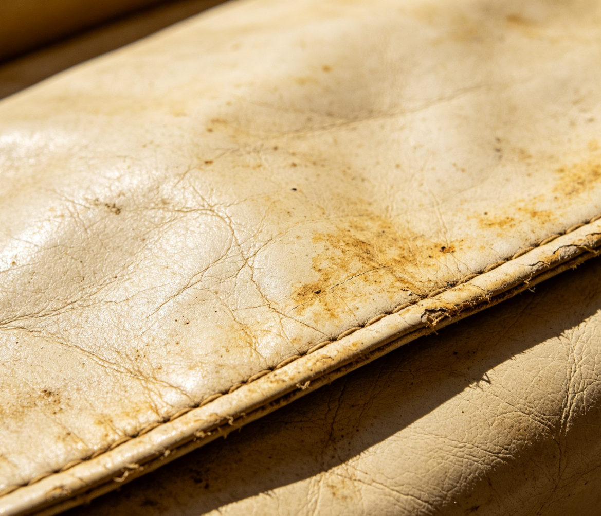 Yellowed defective leather