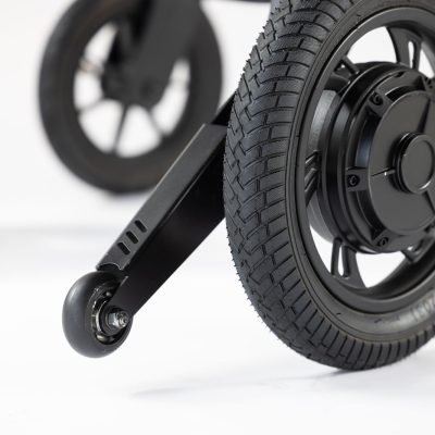 High-quality image of wheelchair wheels with a white background, showcasing modern design.